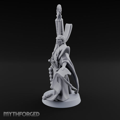 Scroll Unfurling Human Thunder Mage Miniature for Dungeons and Dragons, Pathfinder or other TTRPGs