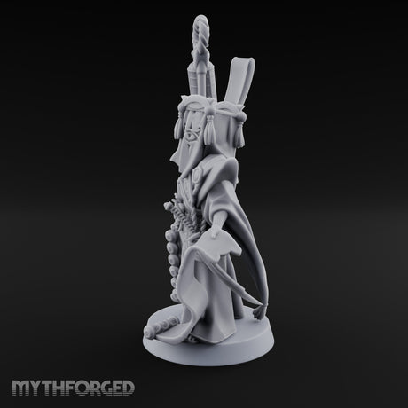 Scroll Unfurling Human Thunder Mage Miniature for Dungeons and Dragons, Pathfinder or other TTRPGs