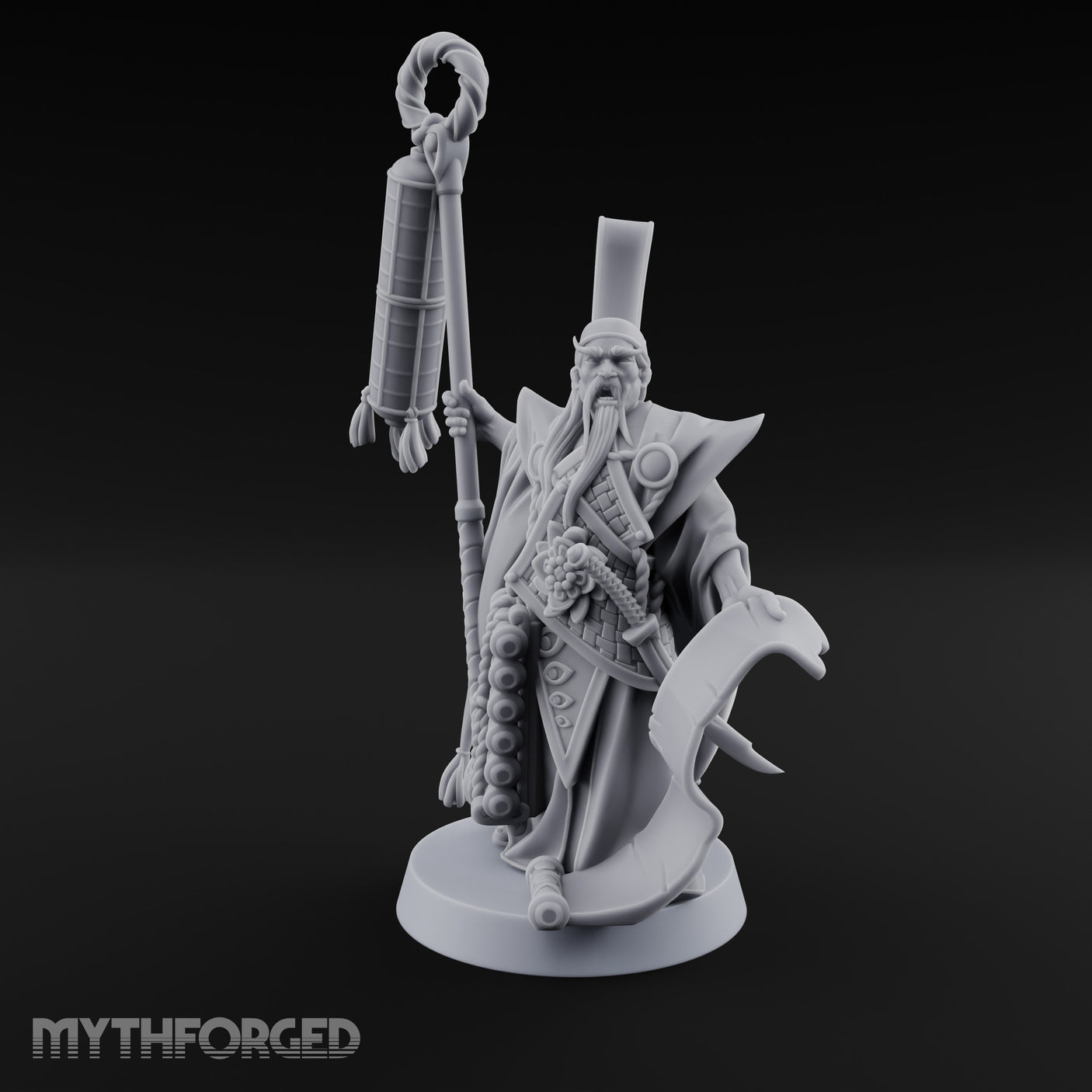 Scroll Unfurling Human Thunder Mage Miniature for Dungeons and Dragons, Pathfinder or other TTRPGs