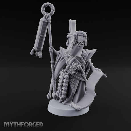 Scroll Unfurling Human Thunder Mage Miniature for Dungeons and Dragons, Pathfinder or other TTRPGs