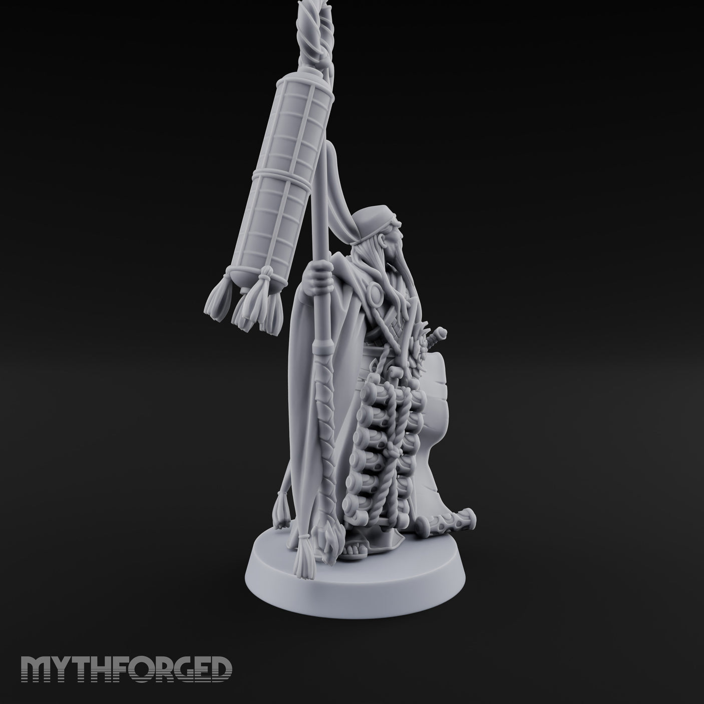 Scroll Unfurling Human Thunder Mage Miniature for Dungeons and Dragons, Pathfinder or other TTRPGs