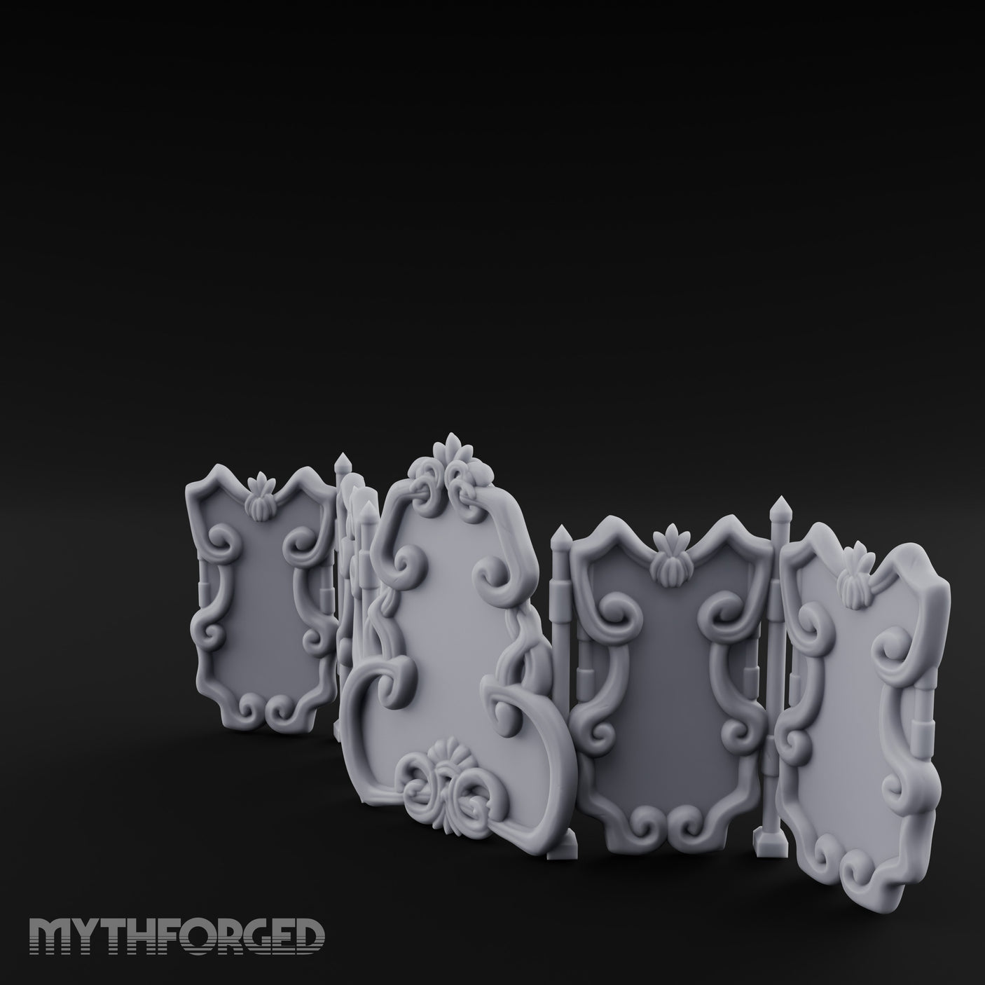 Scroll-Worked Spire-Tipped Noble Folding Screen Miniature for Dungeons and Dragons, Pathfinder or other TTRPGs