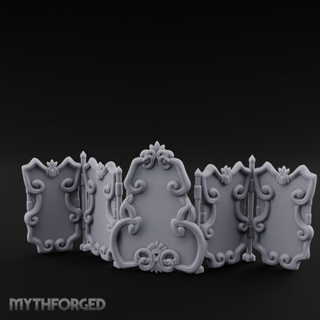 Scroll-Worked Spire-Tipped Noble Folding Screen Miniature for Dungeons and Dragons, Pathfinder or other TTRPGs