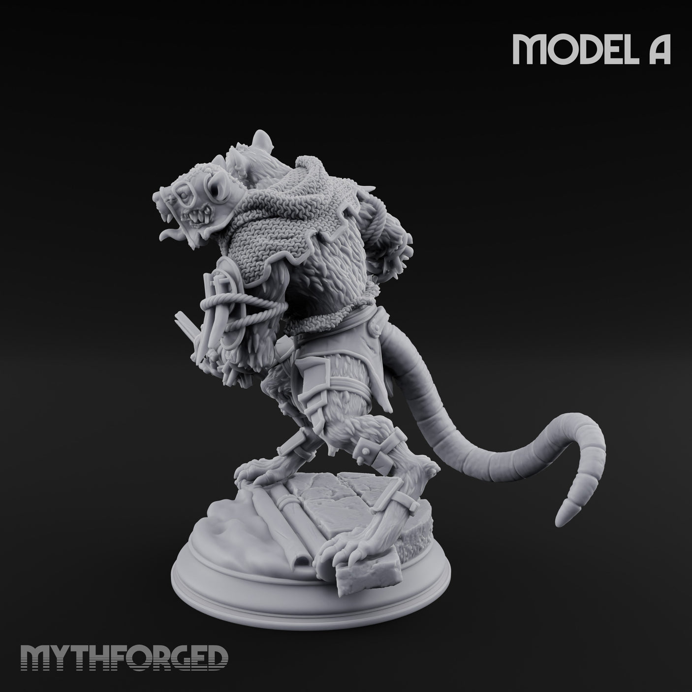 Scurrying Blade Wielding Ratfolk Warrior A Miniature for Dungeons and Dragons, Pathfinder or other TTRPGs