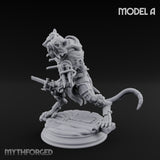 Scurrying Blade Wielding Ratfolk Warrior A Miniature for Dungeons and Dragons, Pathfinder or other TTRPGs