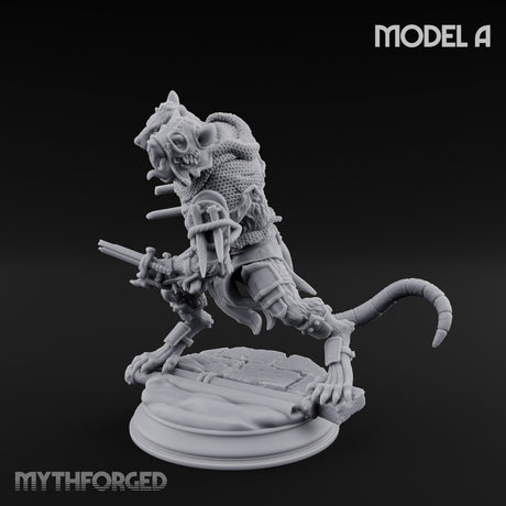 Scurrying Blade Wielding Ratfolk Warrior A Miniature for Dungeons and Dragons, Pathfinder or other TTRPGs