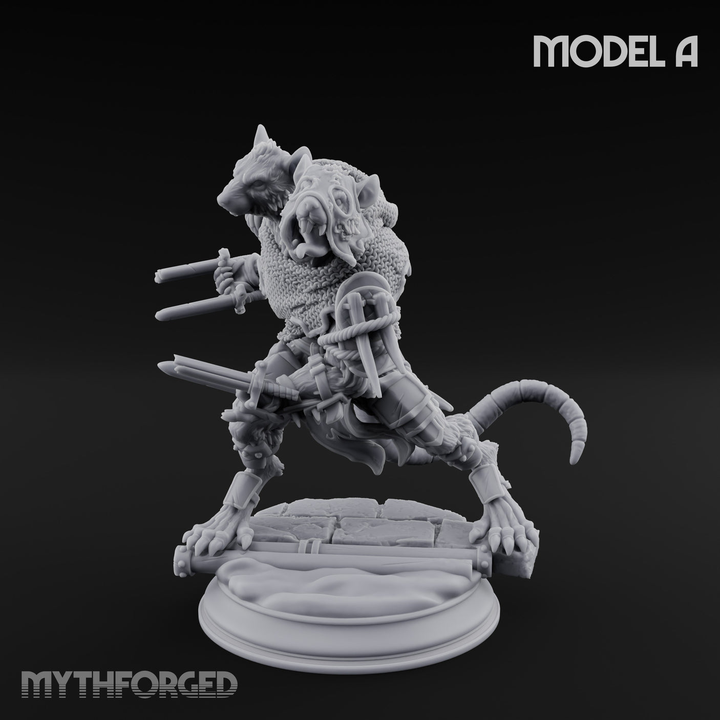 Scurrying Blade Wielding Ratfolk Warrior A Miniature for Dungeons and Dragons, Pathfinder or other TTRPGs