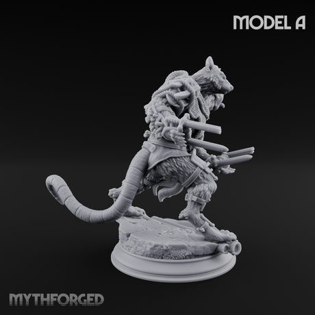 Scurrying Blade Wielding Ratfolk Warrior A Miniature for Dungeons and Dragons, Pathfinder or other TTRPGs