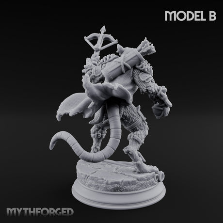 Scurrying Blade Wielding Ratfolk Warrior B Miniature for Dungeons and Dragons, Pathfinder or other TTRPGs