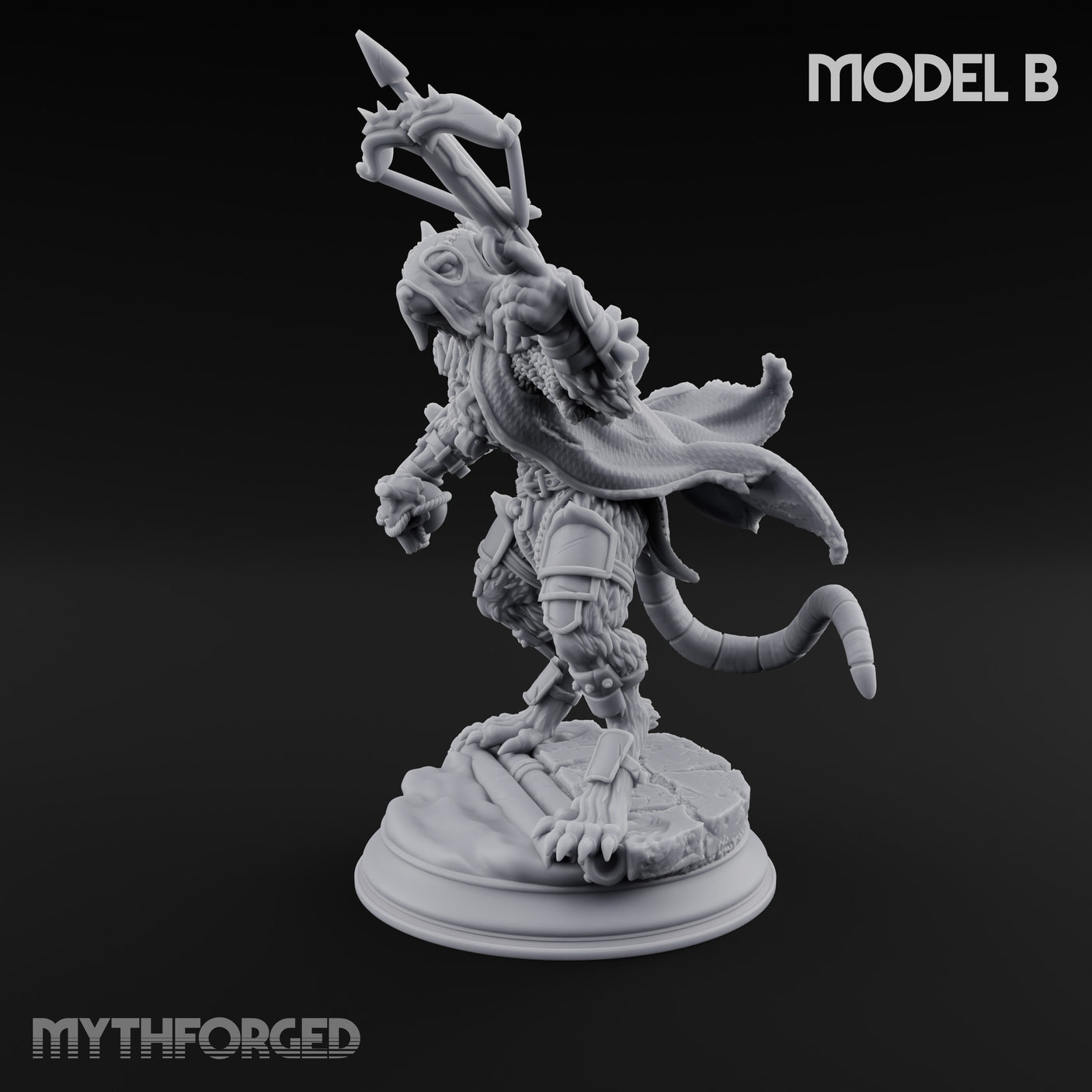 Scurrying Blade Wielding Ratfolk Warrior B Miniature for Dungeons and Dragons, Pathfinder or other TTRPGs