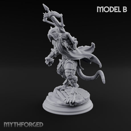 Scurrying Blade Wielding Ratfolk Warrior B Miniature for Dungeons and Dragons, Pathfinder or other TTRPGs