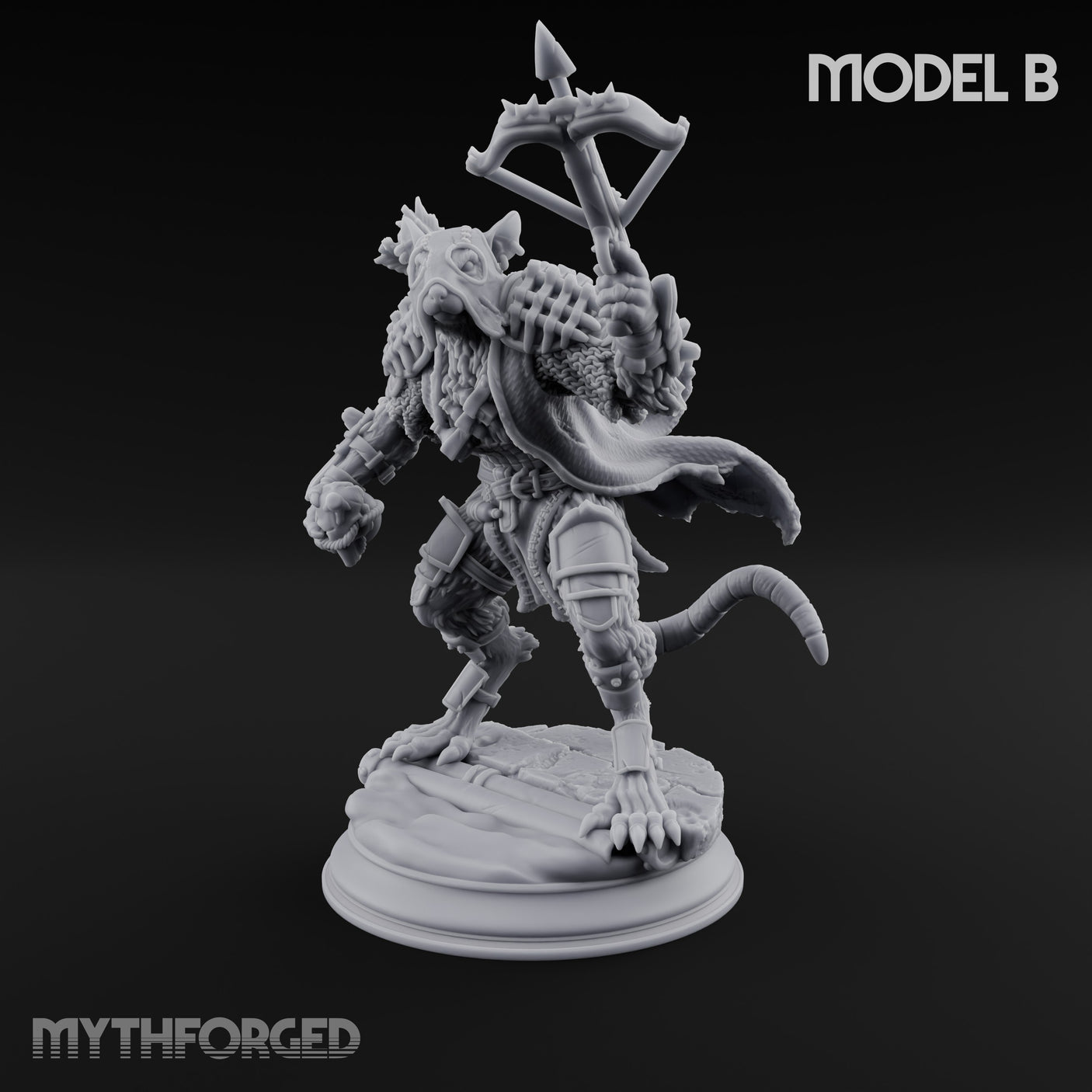 Scurrying Blade Wielding Ratfolk Warrior B Miniature for Dungeons and Dragons, Pathfinder or other TTRPGs