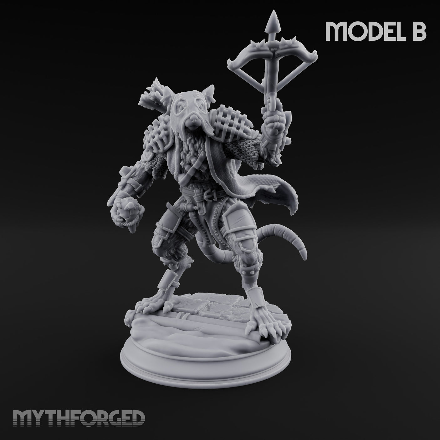 Scurrying Blade Wielding Ratfolk Warrior B Miniature for Dungeons and Dragons, Pathfinder or other TTRPGs