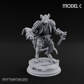 Scurrying Blade Wielding Ratfolk Warrior C Miniature for Dungeons and Dragons, Pathfinder or other TTRPGs