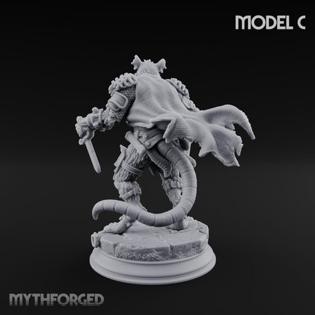 Scurrying Blade Wielding Ratfolk Warrior C Miniature for Dungeons and Dragons, Pathfinder or other TTRPGs