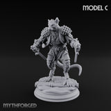 Scurrying Blade Wielding Ratfolk Warrior C Miniature for Dungeons and Dragons, Pathfinder or other TTRPGs