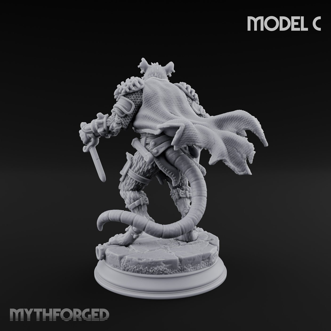 Scurrying Blade Wielding Ratfolk Warrior C Miniature for Dungeons and Dragons, Pathfinder or other TTRPGs
