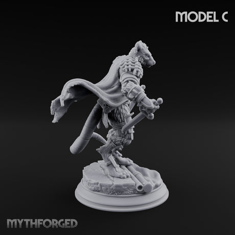 Scurrying Blade Wielding Ratfolk Warriors Miniature for Dungeons and Dragons, Pathfinder or other TTRPGs