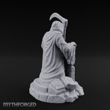 Scythe-Bearing Shroud-Draped Grim Reaper Gravestone Miniature for Dungeons and Dragons, Pathfinder or other TTRPGs