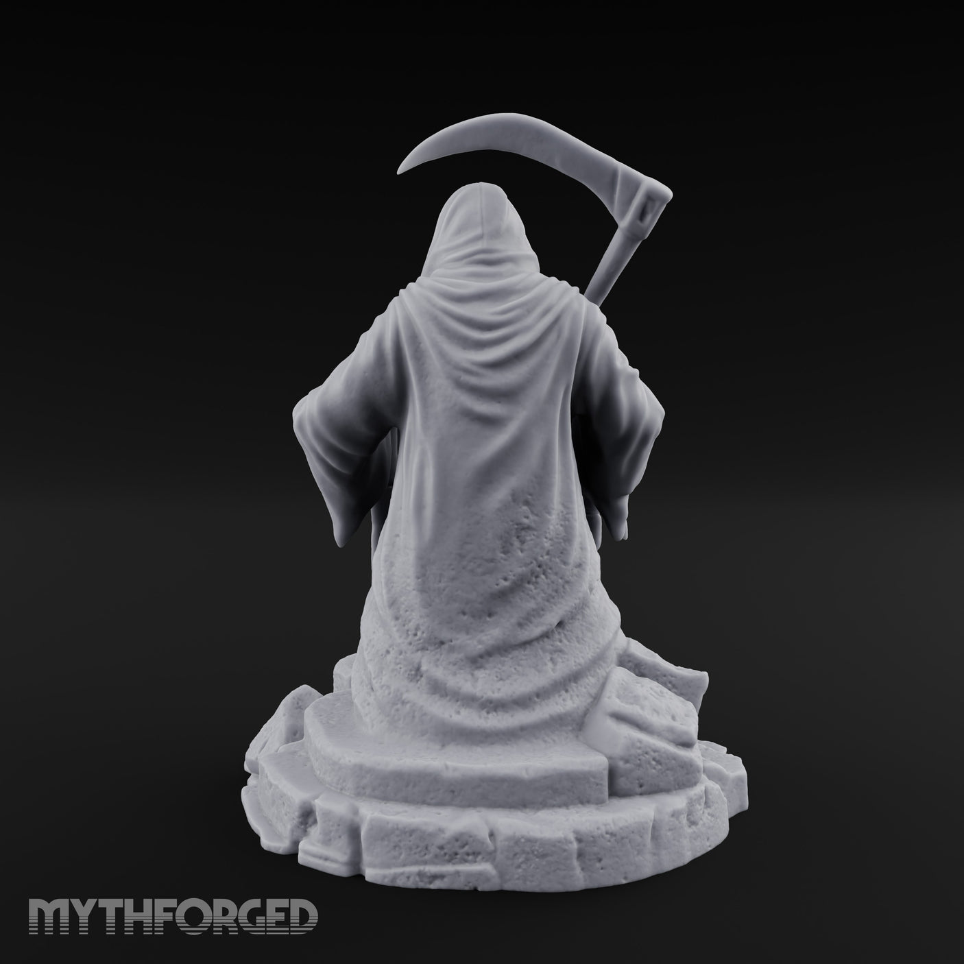 Scythe-Bearing Shroud-Draped Grim Reaper Gravestone Miniature for Dungeons and Dragons, Pathfinder or other TTRPGs