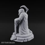 Scythe-Bearing Shroud-Draped Grim Reaper Gravestone Miniature for Dungeons and Dragons, Pathfinder or other TTRPGs