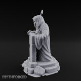 Scythe-Bearing Shroud-Draped Grim Reaper Gravestone Miniature for Dungeons and Dragons, Pathfinder or other TTRPGs