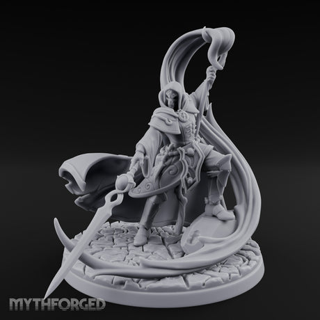Scythe Dragging Banner Raising Warforged Pilgrim Miniature for Dungeons and Dragons, Pathfinder or other TTRPGs