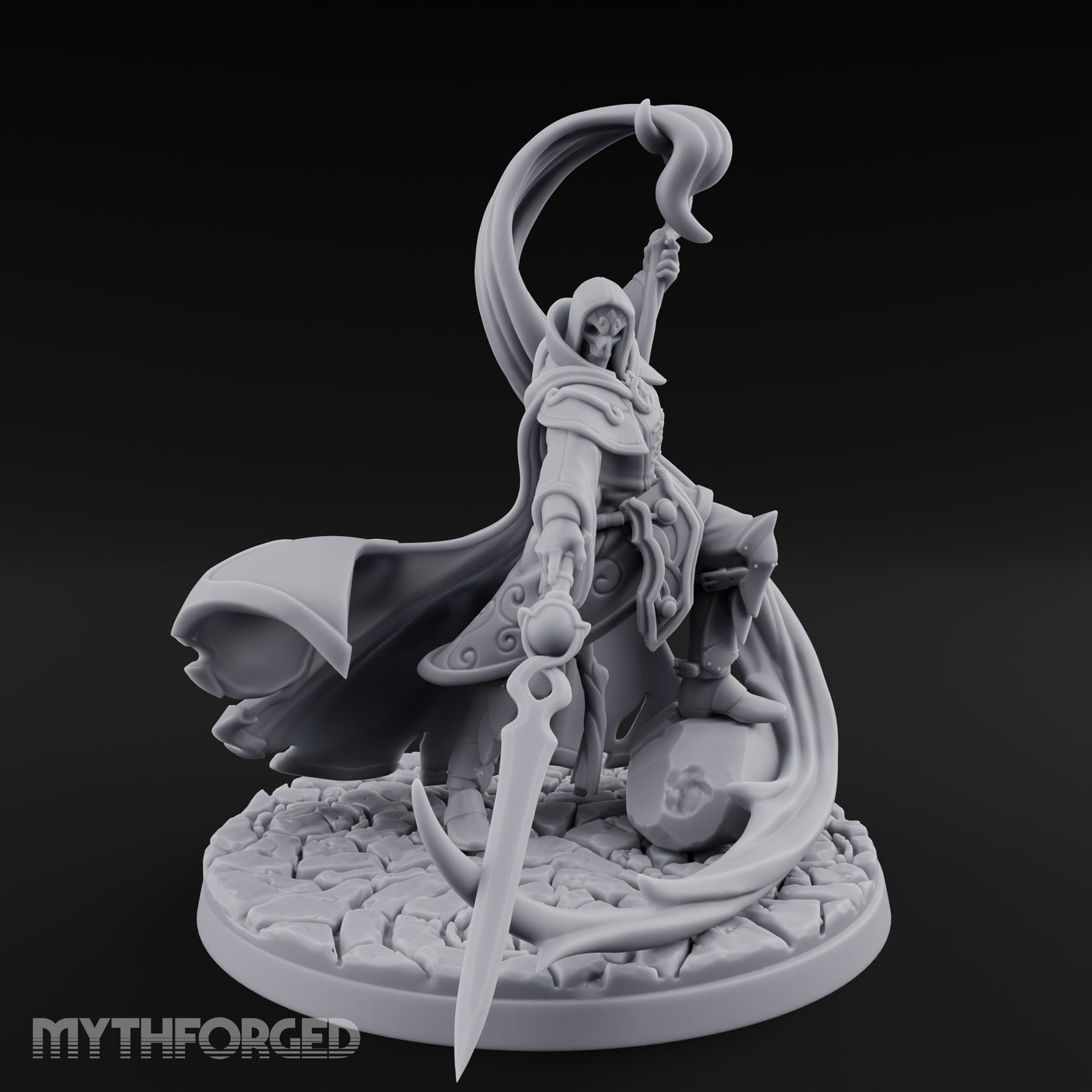 Scythe Dragging Banner Raising Warforged Pilgrim Miniature for Dungeons and Dragons, Pathfinder or other TTRPGs