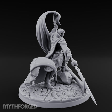 Scythe Dragging Banner Raising Warforged Pilgrim Miniature for Dungeons and Dragons, Pathfinder or other TTRPGs