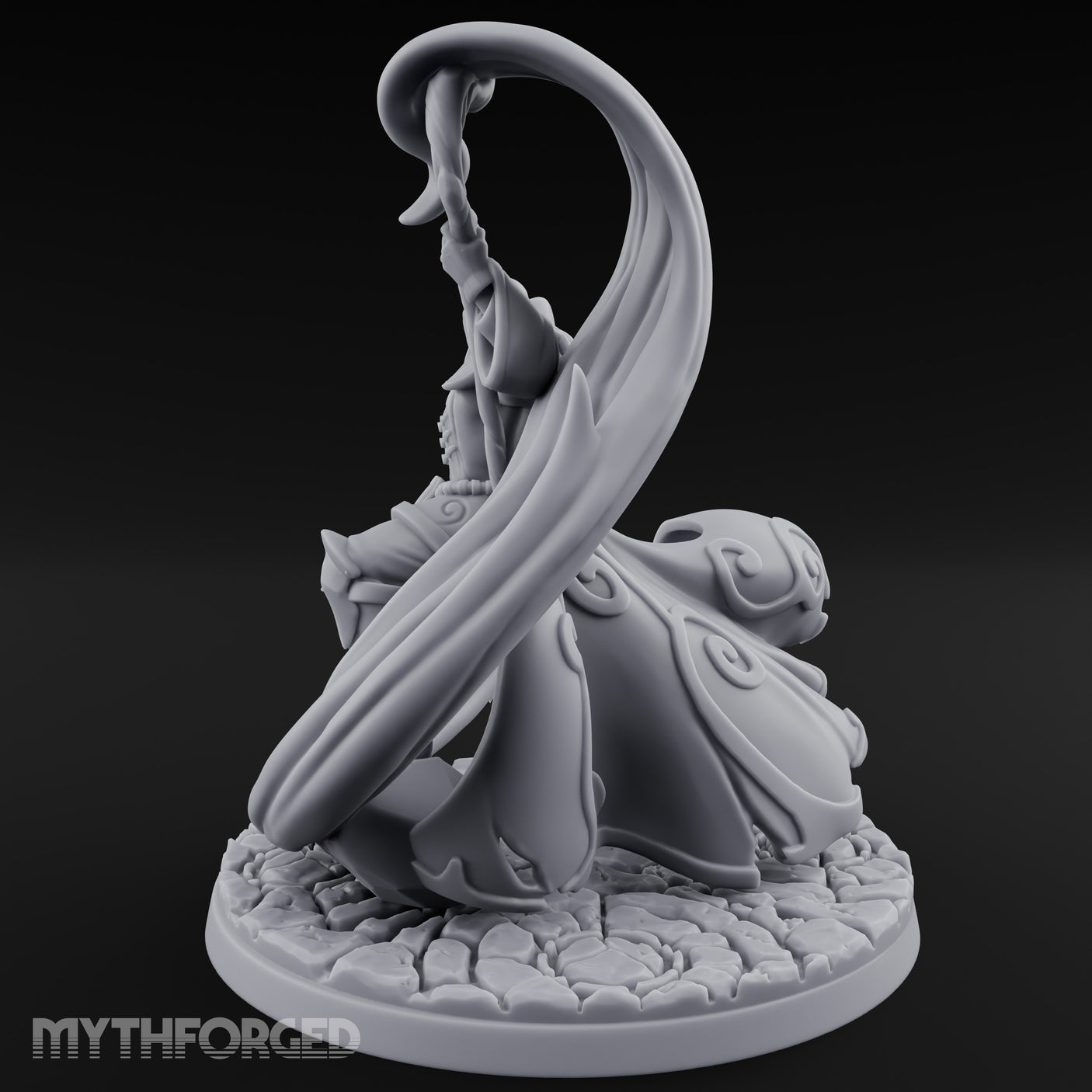 Scythe Dragging Banner Raising Warforged Pilgrim Miniature for Dungeons and Dragons, Pathfinder or other TTRPGs