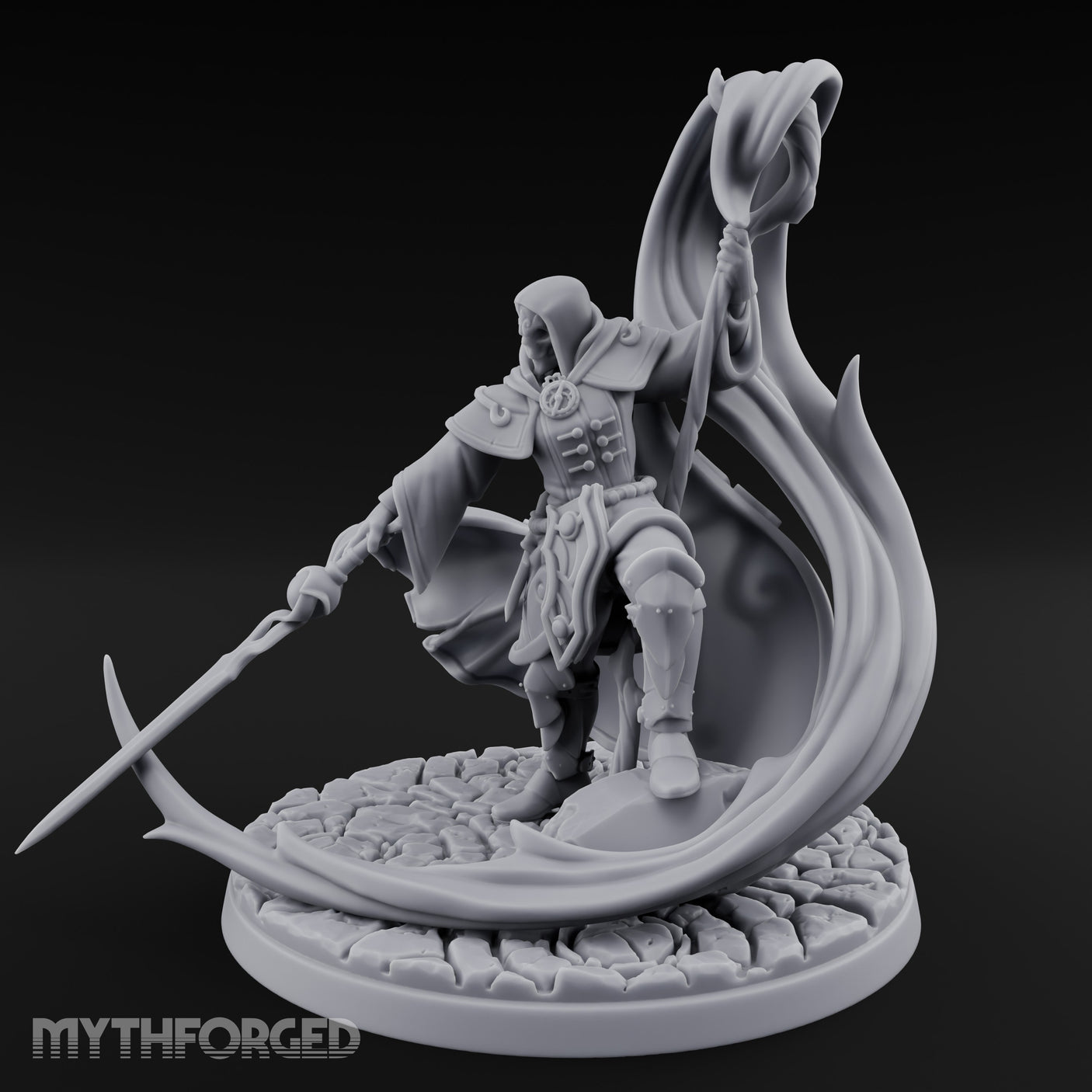 Scythe Dragging Banner Raising Warforged Pilgrim Miniature for Dungeons and Dragons, Pathfinder or other TTRPGs