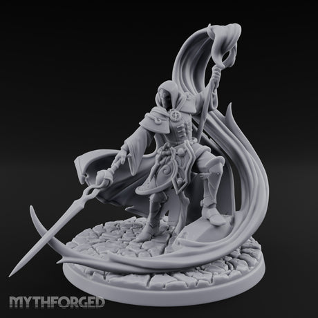 Scythe Dragging Banner Raising Warforged Pilgrim Miniature for Dungeons and Dragons, Pathfinder or other TTRPGs