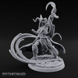 Scythe Shrieking Cape Billowing Tiefling Warlock Miniature for Dungeons and Dragons, Pathfinder or other TTRPGs