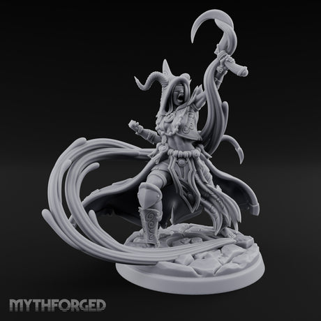 Scythe Shrieking Cape Billowing Tiefling Warlock Miniature for Dungeons and Dragons, Pathfinder or other TTRPGs