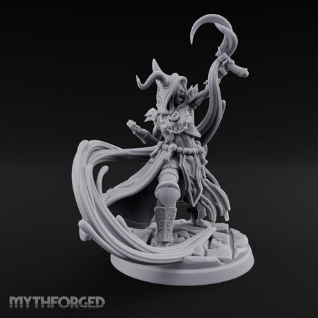 Scythe Shrieking Cape Billowing Tiefling Warlock Miniature for Dungeons and Dragons, Pathfinder or other TTRPGs