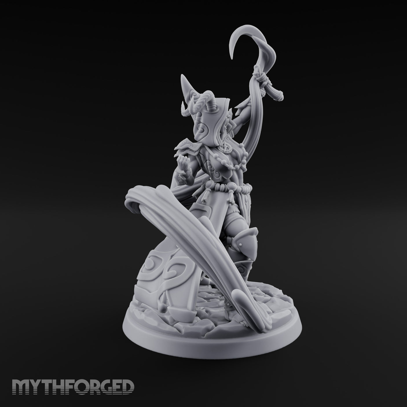 Scythe Shrieking Cape Billowing Tiefling Warlock Miniature for Dungeons and Dragons, Pathfinder or other TTRPGs