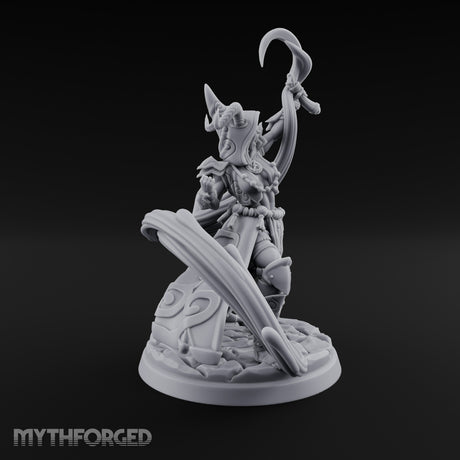 Scythe Shrieking Cape Billowing Tiefling Warlock Miniature for Dungeons and Dragons, Pathfinder or other TTRPGs