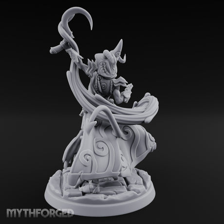 Scythe Shrieking Cape Billowing Tiefling Warlock Miniature for Dungeons and Dragons, Pathfinder or other TTRPGs