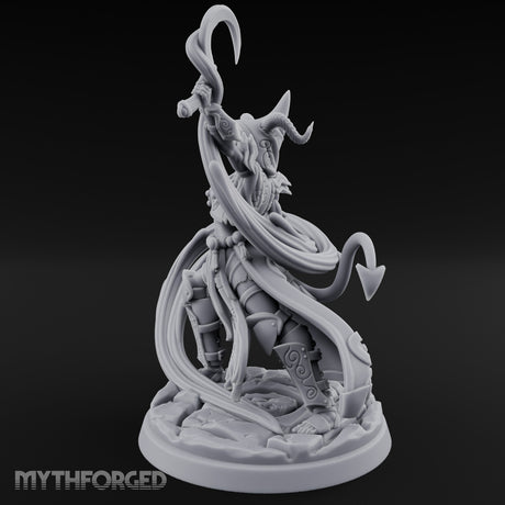 Scythe Shrieking Cape Billowing Tiefling Warlock Miniature for Dungeons and Dragons, Pathfinder or other TTRPGs