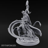 Scythe Shrieking Cape Billowing Tiefling Warlock Miniature for Dungeons and Dragons, Pathfinder or other TTRPGs