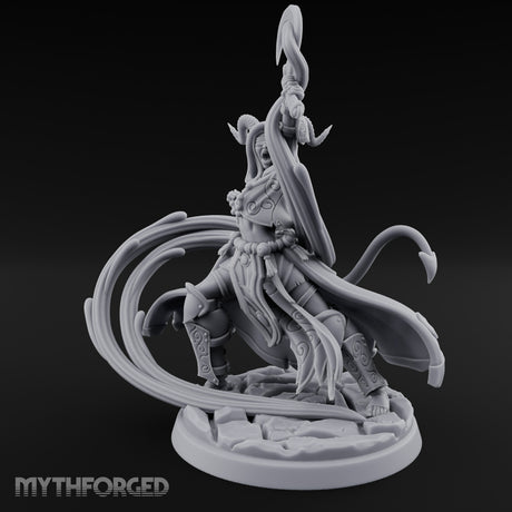 Scythe Shrieking Cape Billowing Tiefling Warlock Miniature for Dungeons and Dragons, Pathfinder or other TTRPGs