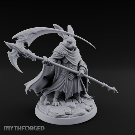 Scythe Sweeping Cloak Billowing Rabbitfolk Warrior — 75mm