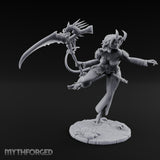 Scythe Sweeping Knee Raised Tiefling Reaper Miniature for Dungeons and Dragons, Pathfinder or other TTRPGs