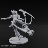 Scythe Sweeping Knee Raised Tiefling Reaper Miniature for Dungeons and Dragons, Pathfinder or other TTRPGs