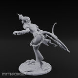 Scythe Sweeping Knee Raised Tiefling Reaper Miniature for Dungeons and Dragons, Pathfinder or other TTRPGs