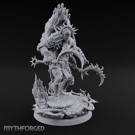 Scythe Swinging Demon Crusader Miniature for Dungeons and Dragons, Pathfinder or other TTRPGs