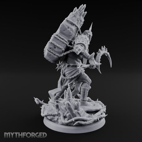 Scythe Swinging Demon Crusader Miniature for Dungeons and Dragons, Pathfinder or other TTRPGs