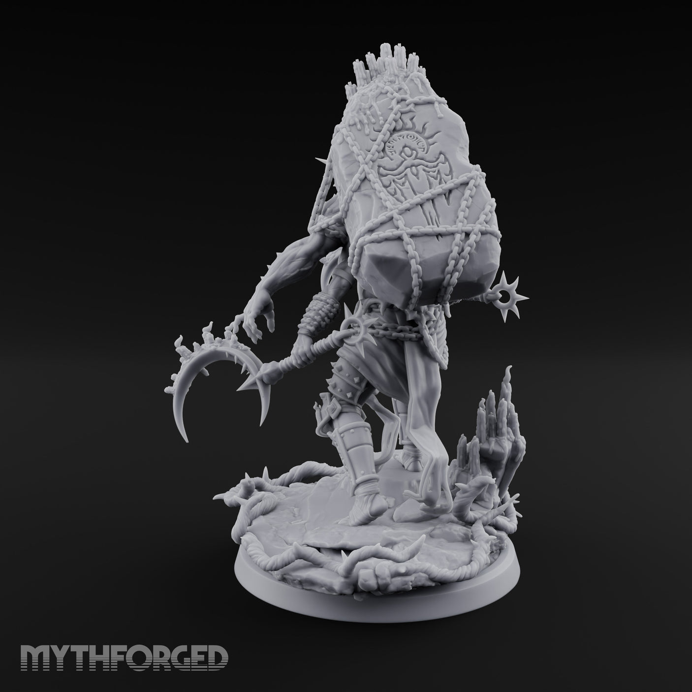 Scythe Swinging Demon Crusader Miniature for Dungeons and Dragons, Pathfinder or other TTRPGs