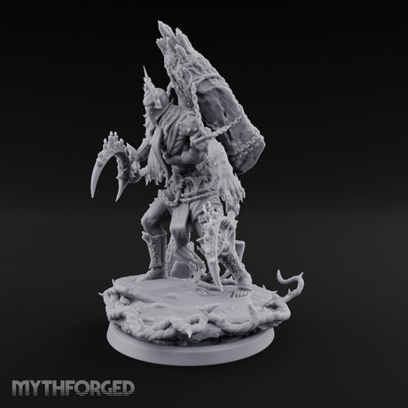 Scythe Swinging Demon Crusader Miniature for Dungeons and Dragons, Pathfinder or other TTRPGs