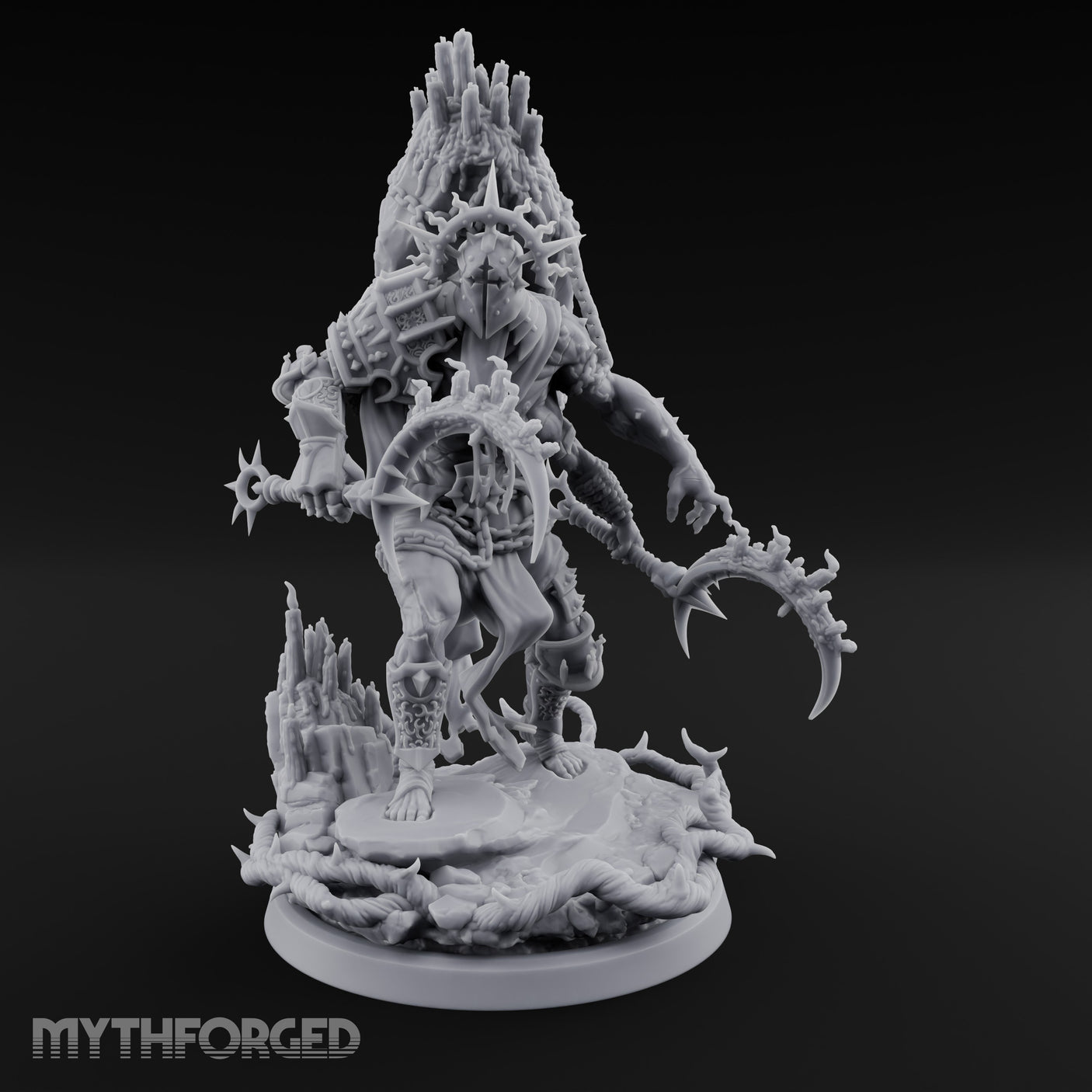 Scythe Swinging Demon Crusader Miniature for Dungeons and Dragons, Pathfinder or other TTRPGs